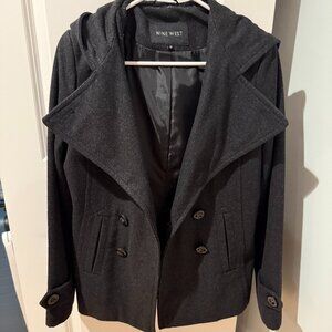Nine West hooded wool pea coat, size 10